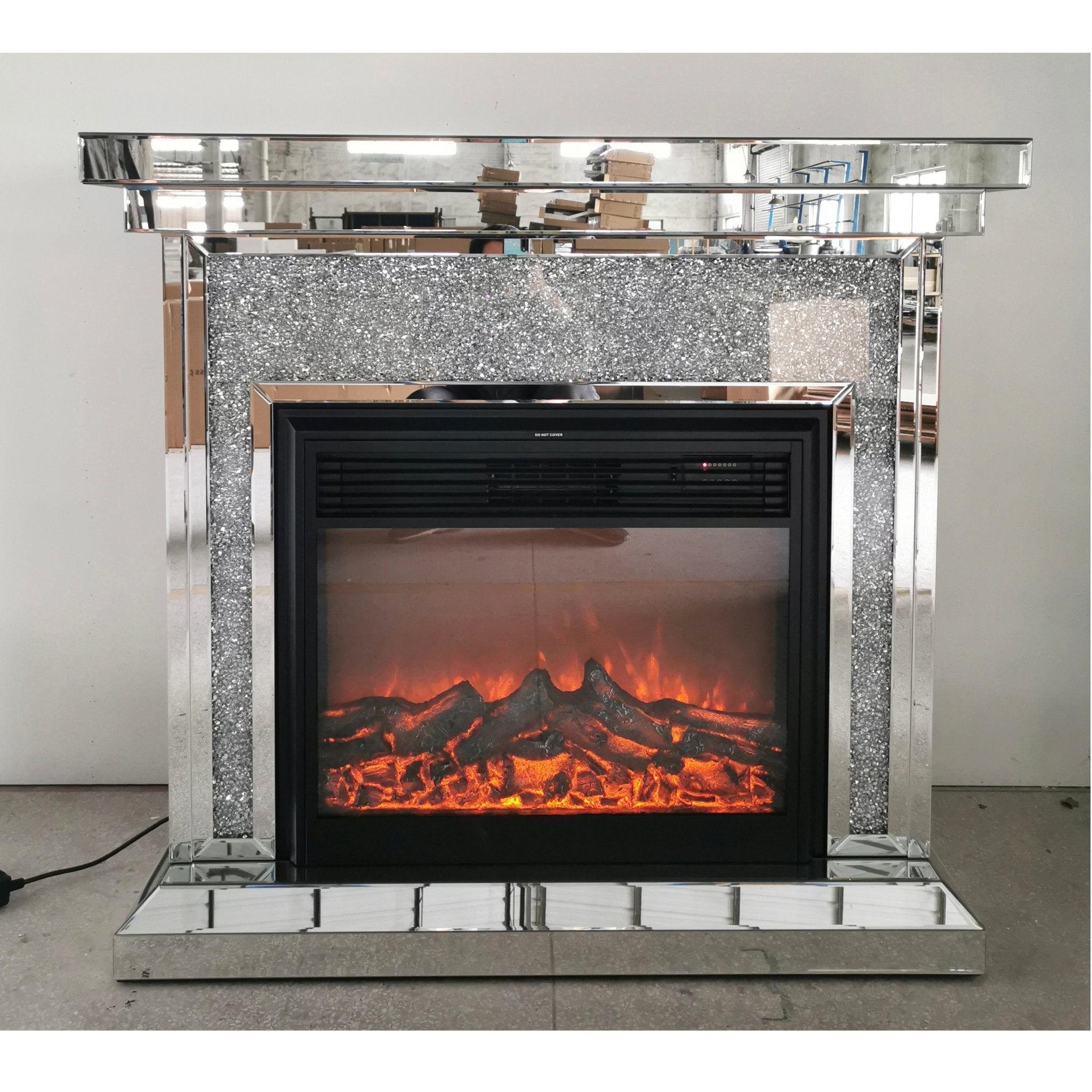 Hl01 Fireplace Console Hallway Table Wooden Frame Decorative Tempered Glass Top Silver - Quality Rugs and Furniture