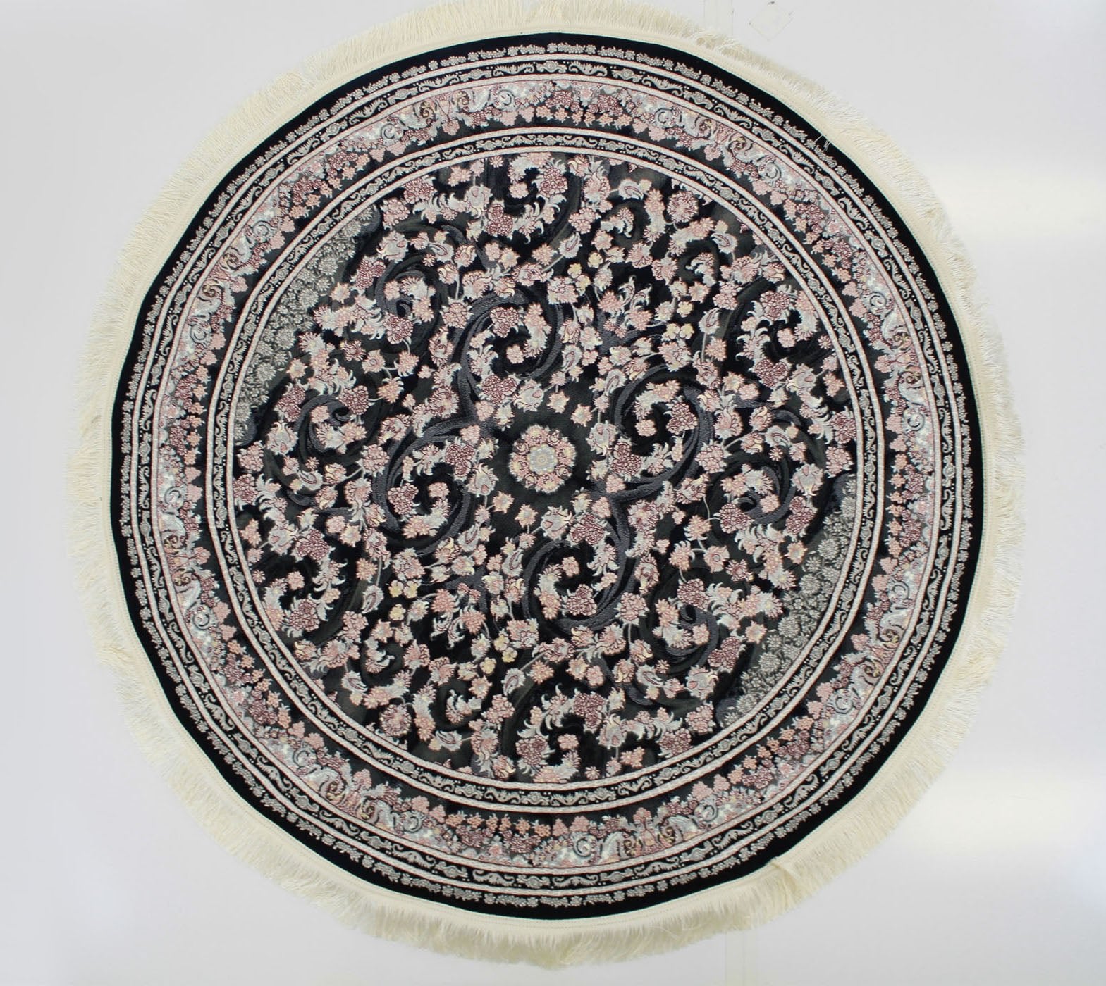 Jasmine 3179 Dark Blue Traditional Round Rug - Quality Rugs and Furniture