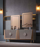 Lucas Stainless Still Base Modern Buffet Hallway Table with Mirror Gold