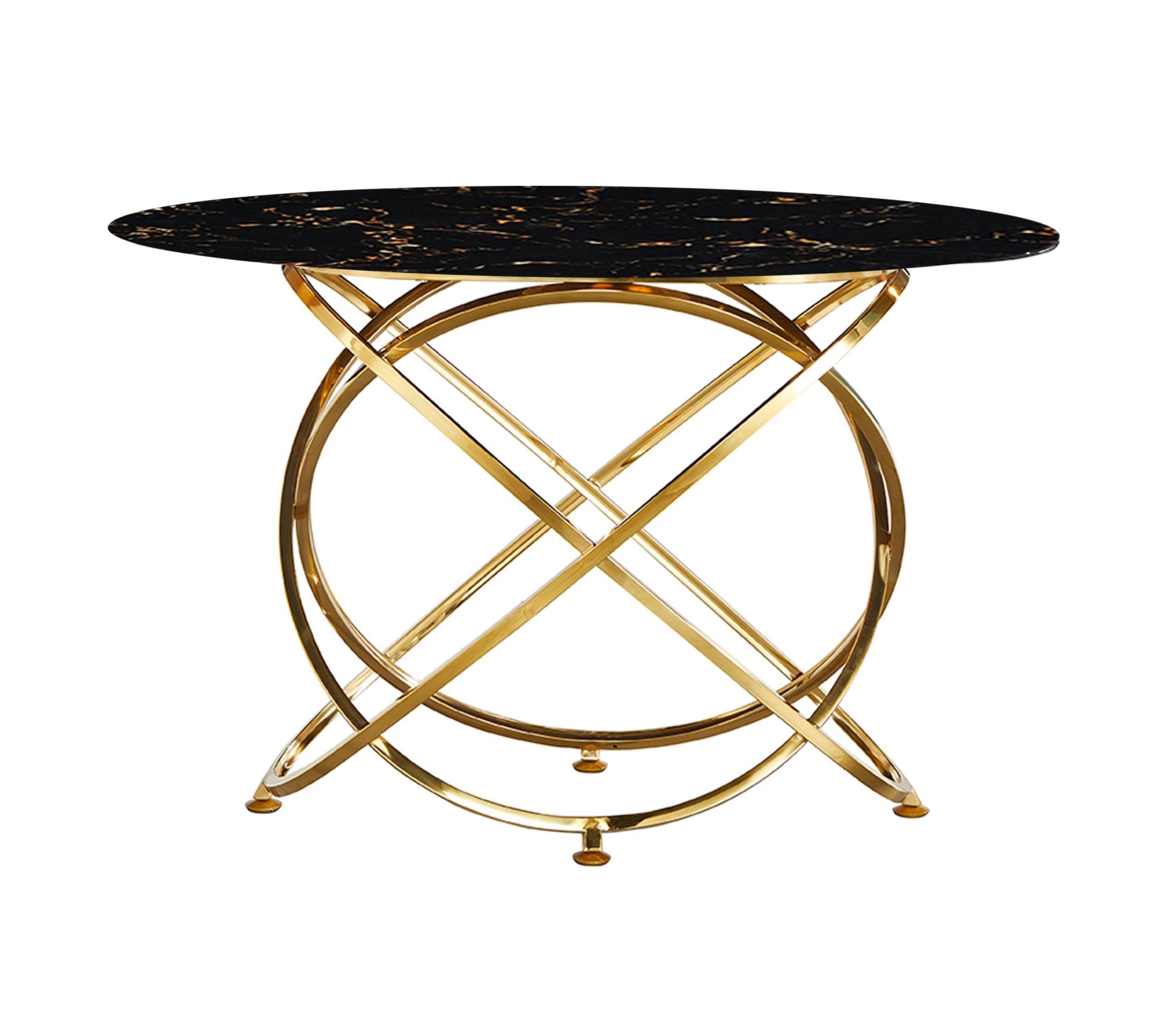 Mellisa Marble Top Stainless Steel Base Console Hallway Table Gold Black - Quality Rugs and Furniture
