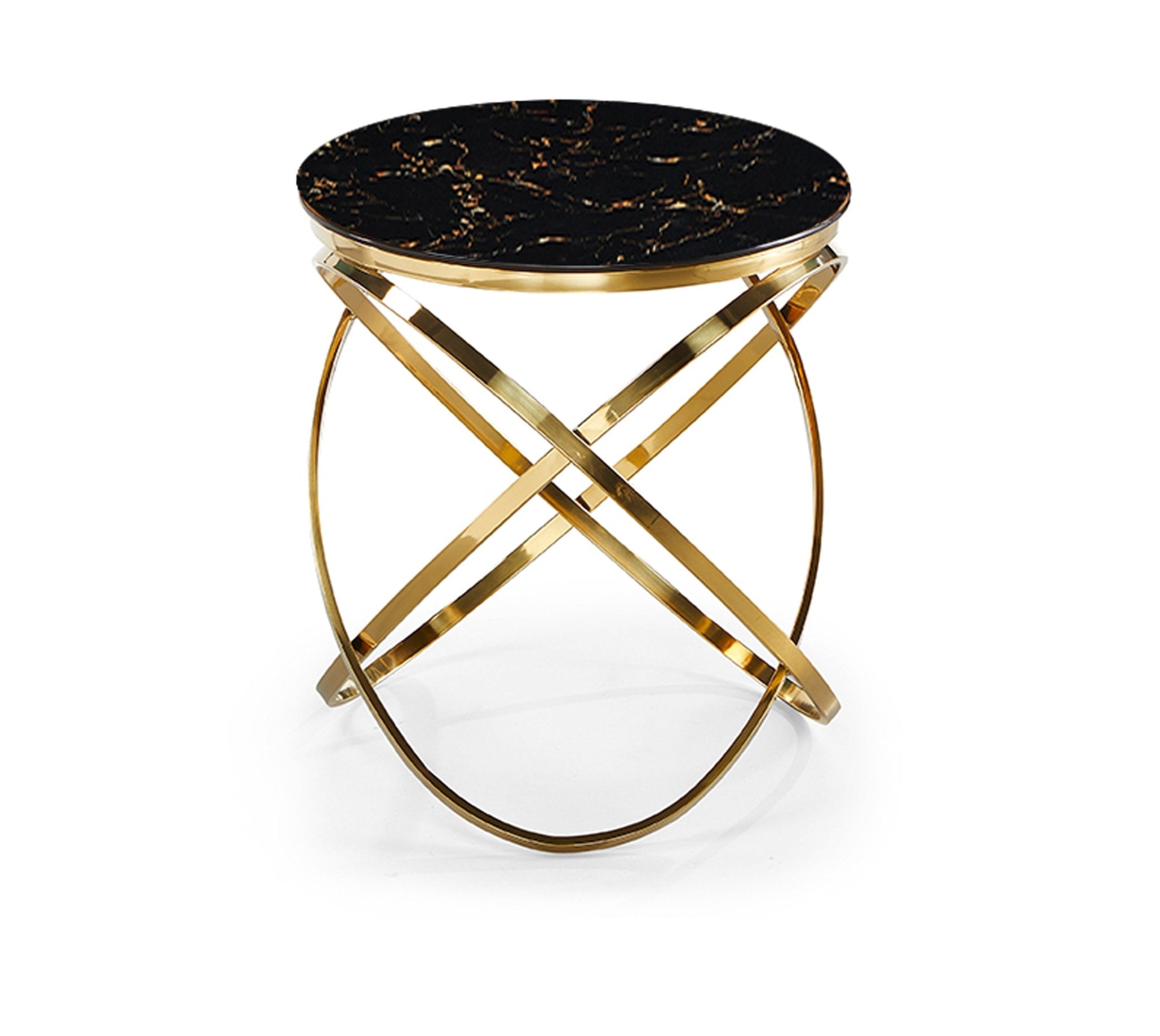 Mellisa Marble Top Stainless Steel Base Side Table Gold Black - Quality Rugs and Furniture