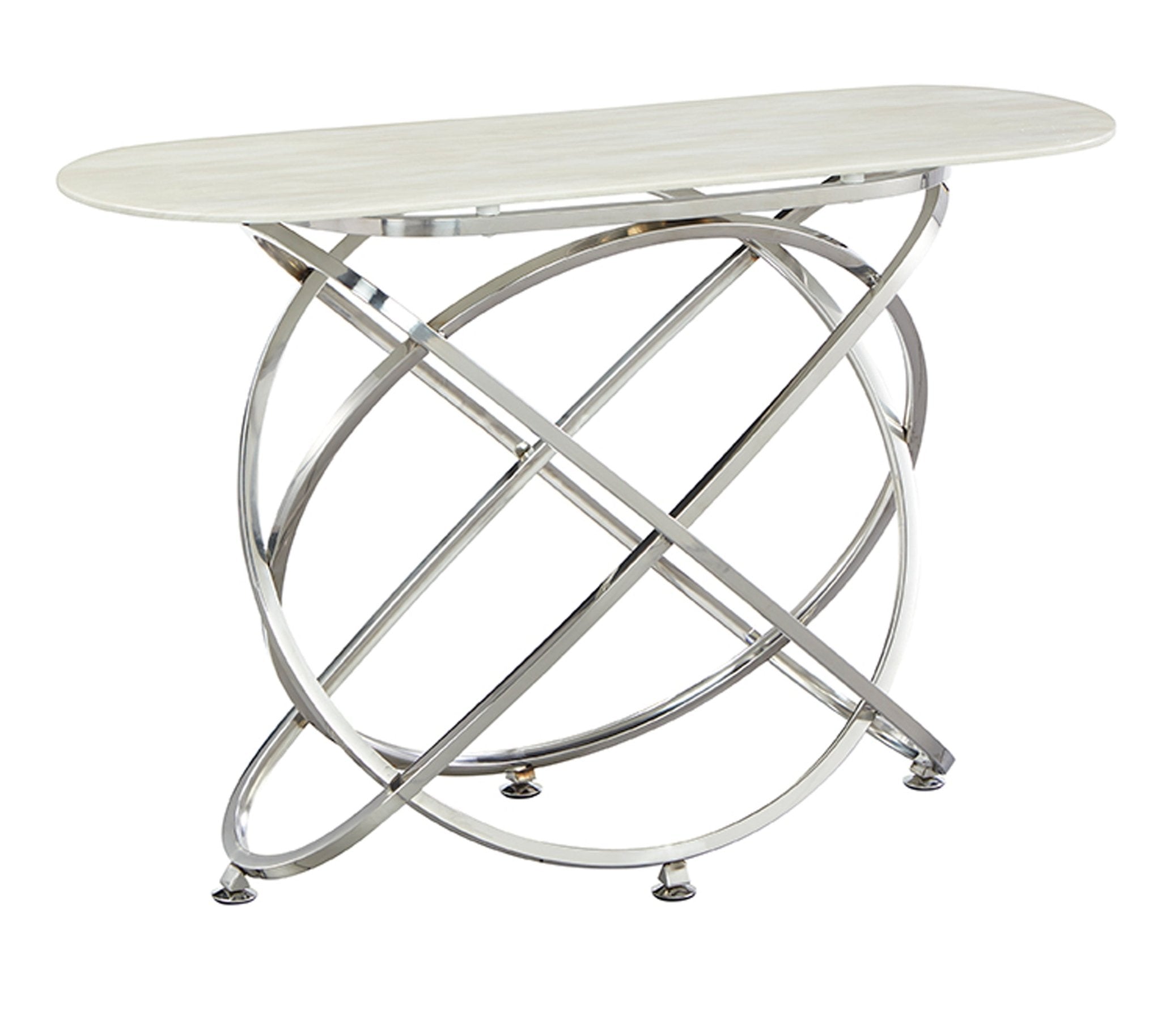 Mellisa Marble Top Stainless Steel Console Hallway Table Silver - Quality Rugs and Furniture