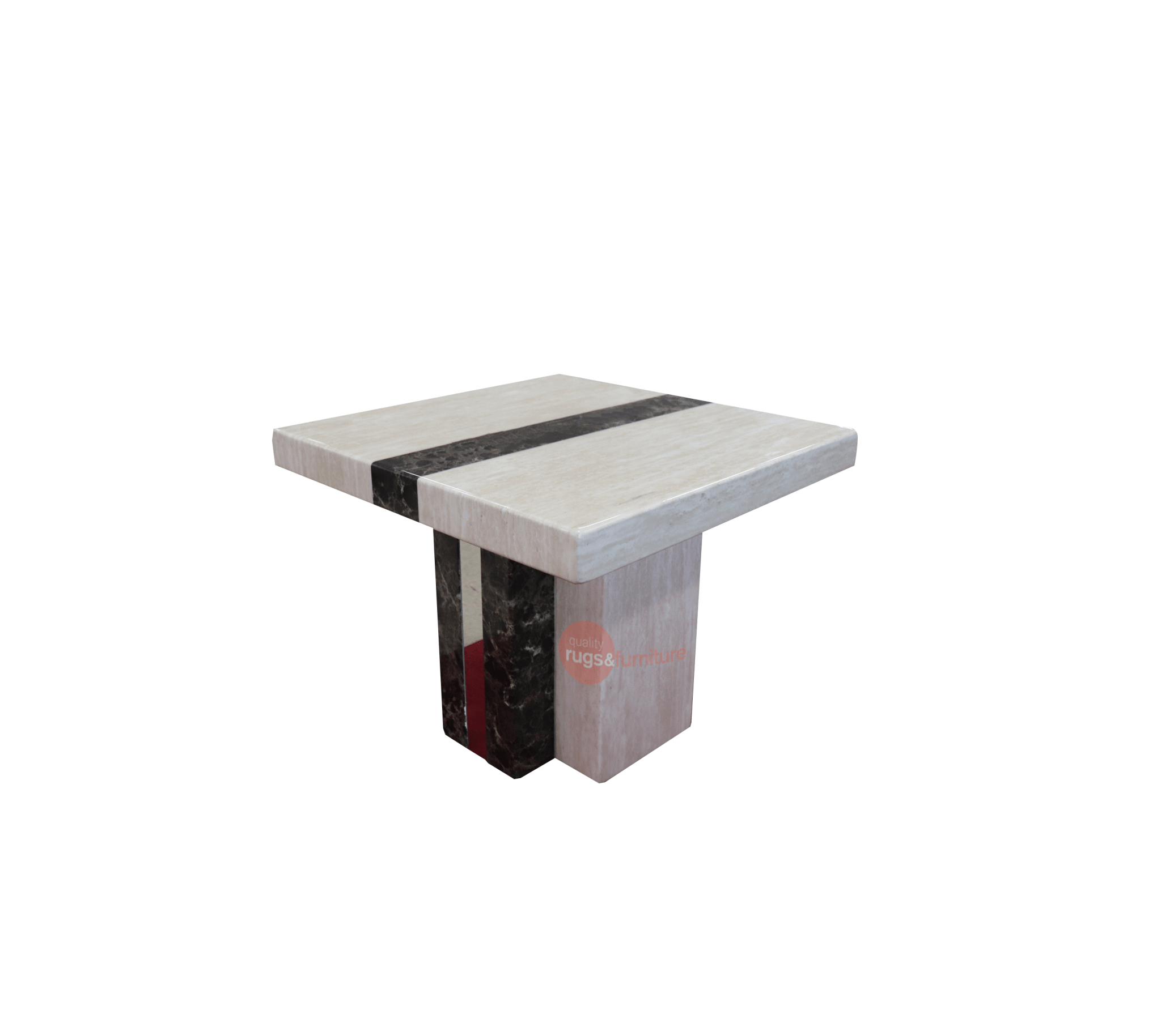 Newcastle Lamp Table Marble Base and Marble Top Cream Brown - Quality Rugs and Furniture