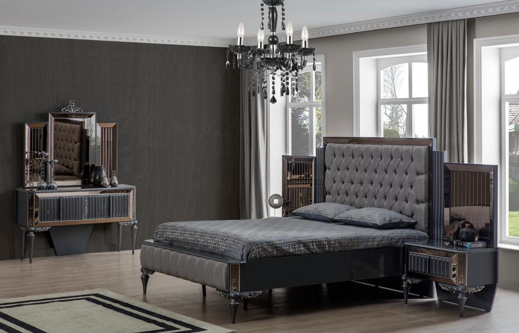 Pirlanta Art Deco King Bed Modern Mid Century - Quality Rugs and Furniture