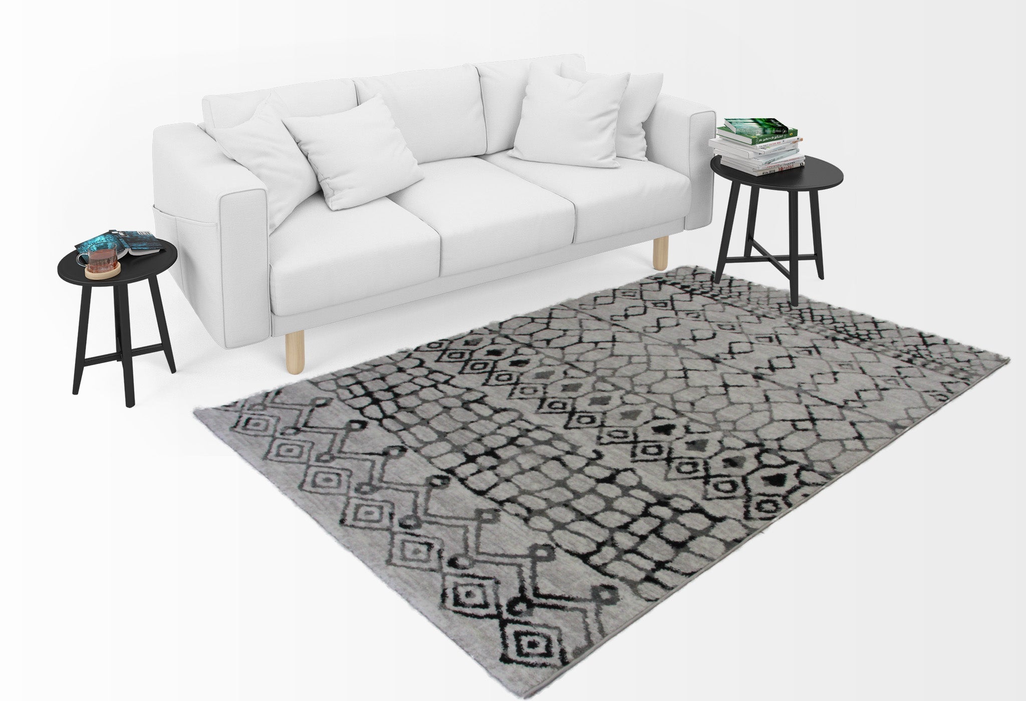 Roma R7646A - White/D.Grey Modern Rug - Quality Rugs and Furniture