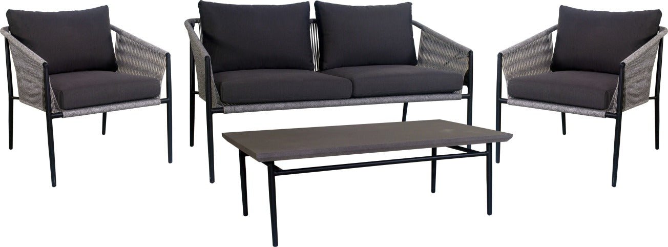 Salcombe 4Pc Outdoor Sofa Set Sand Black - Quality Rugs and Furniture
