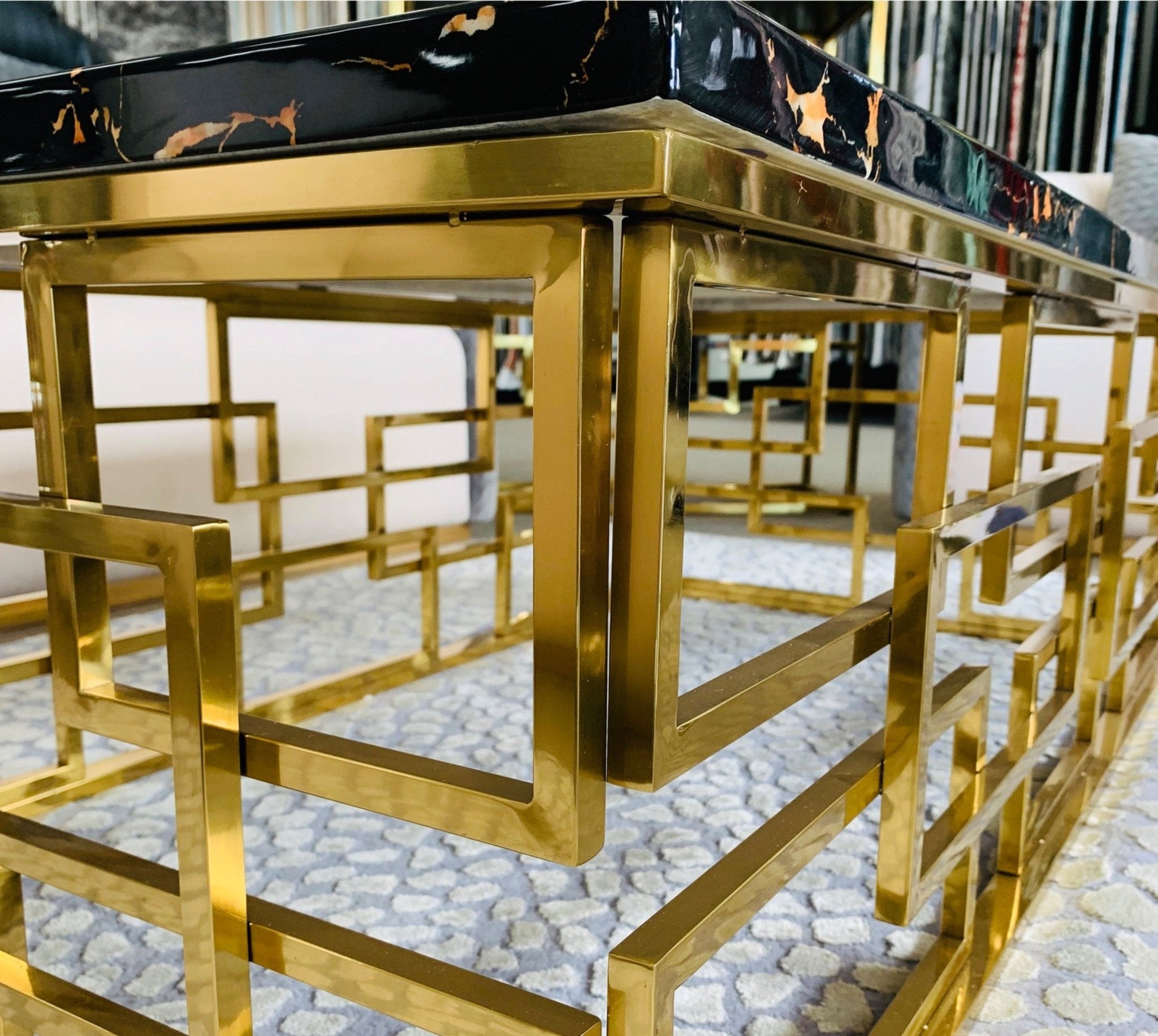 Sierra Marble Top Stainless Steel Base Coffee Table Gold - Quality Rugs and Furniture