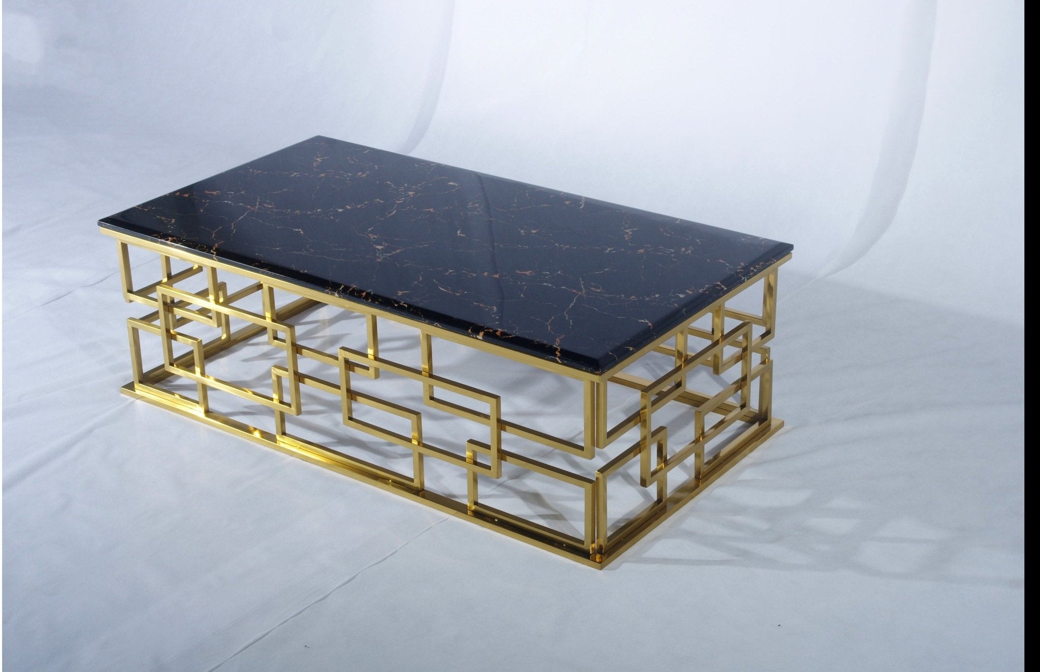 Sierra Marble Top Stainless Steel Base Coffee Table Gold - Quality Rugs and Furniture