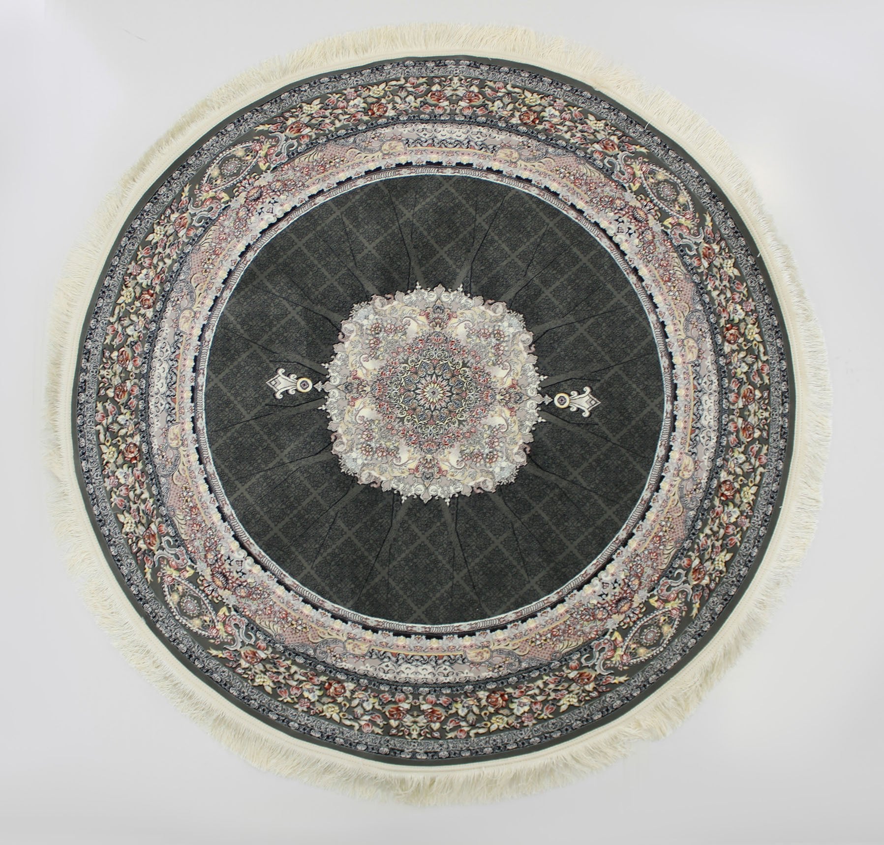 Timche 3184 Smoke Traditional Round Rug - Quality Rugs and Furniture