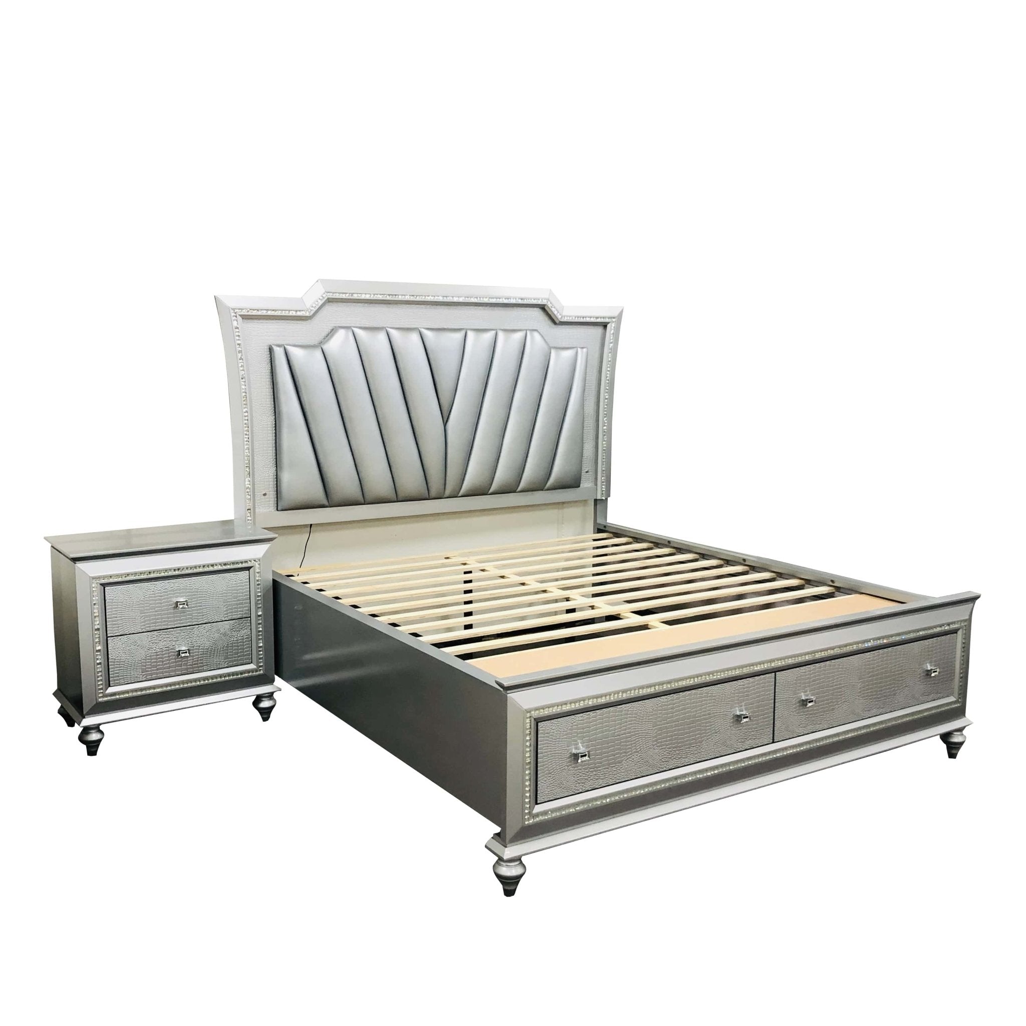 Victoria Bedroom Suite Luxury Modern Silver - Quality Rugs and Furniture