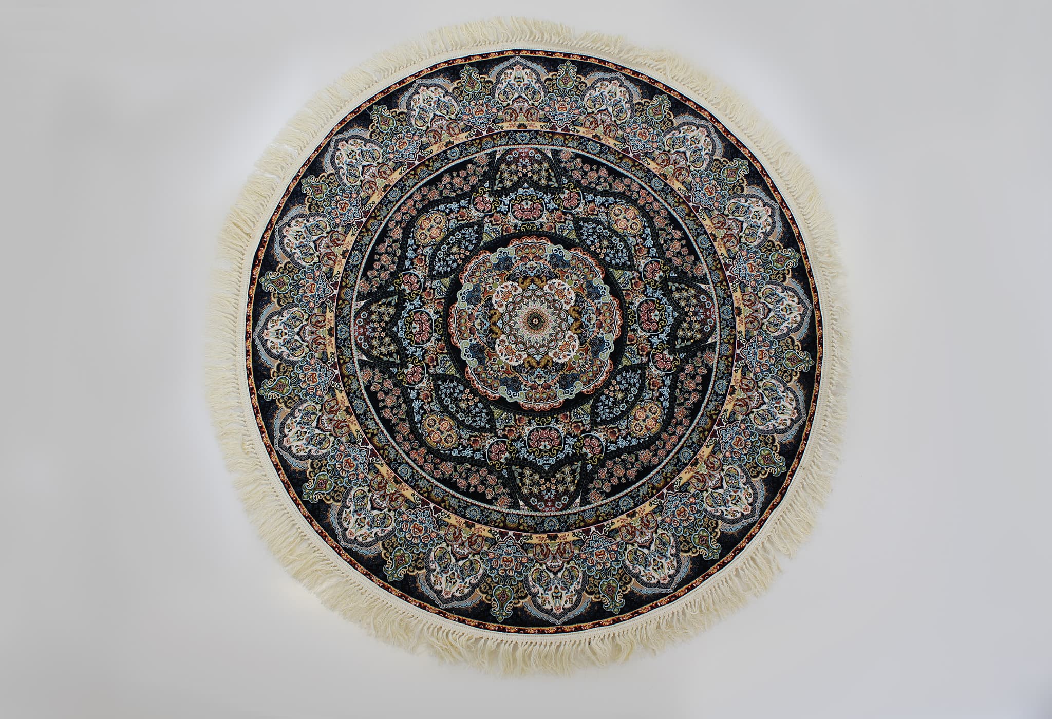 Zartosht 3780 Navy Round Persian Traditional Rug - Quality Rugs and Furniture