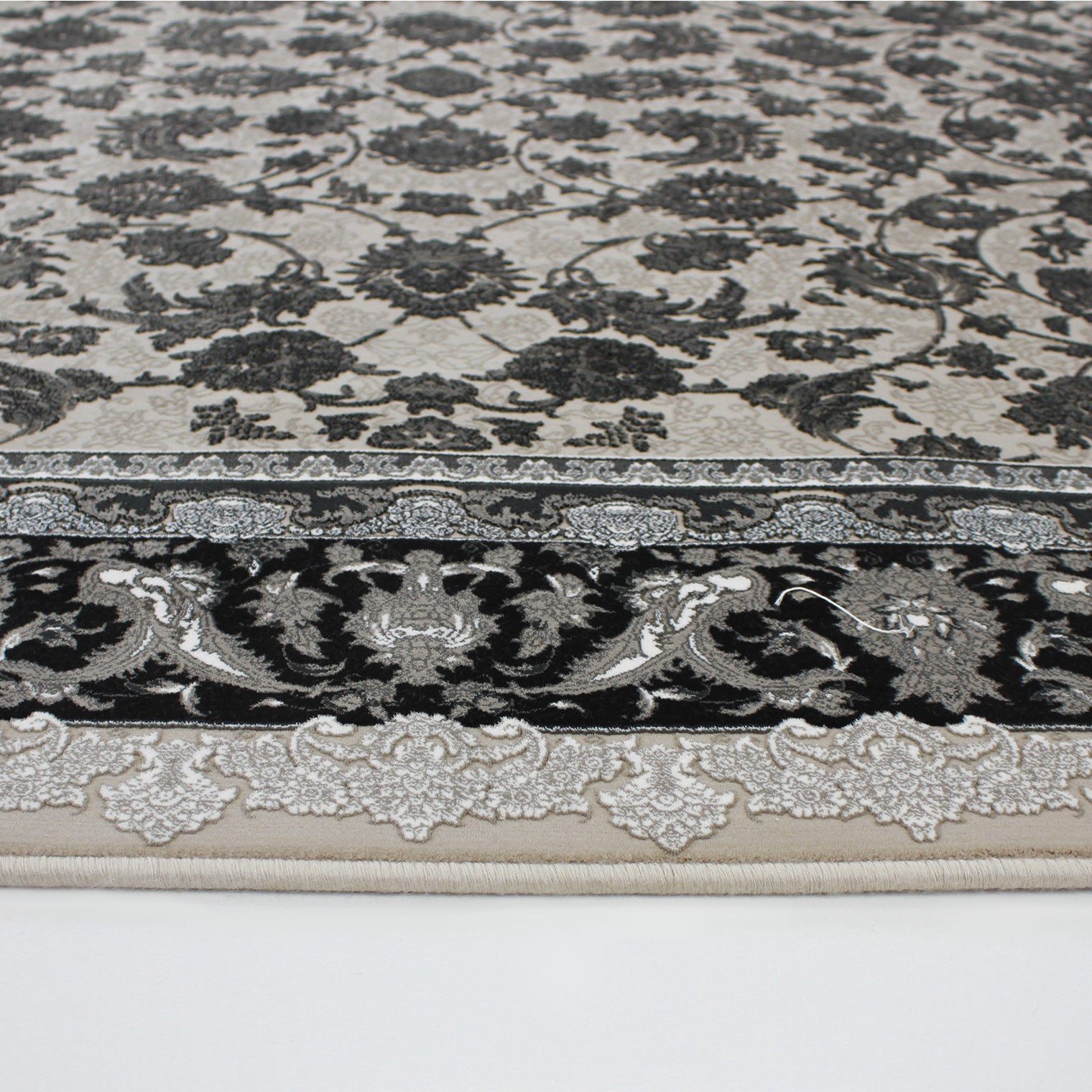 Zartosht 4819 Grey/ Black White Hallway Runner Traditional Rug - Quality Rugs and Furniture