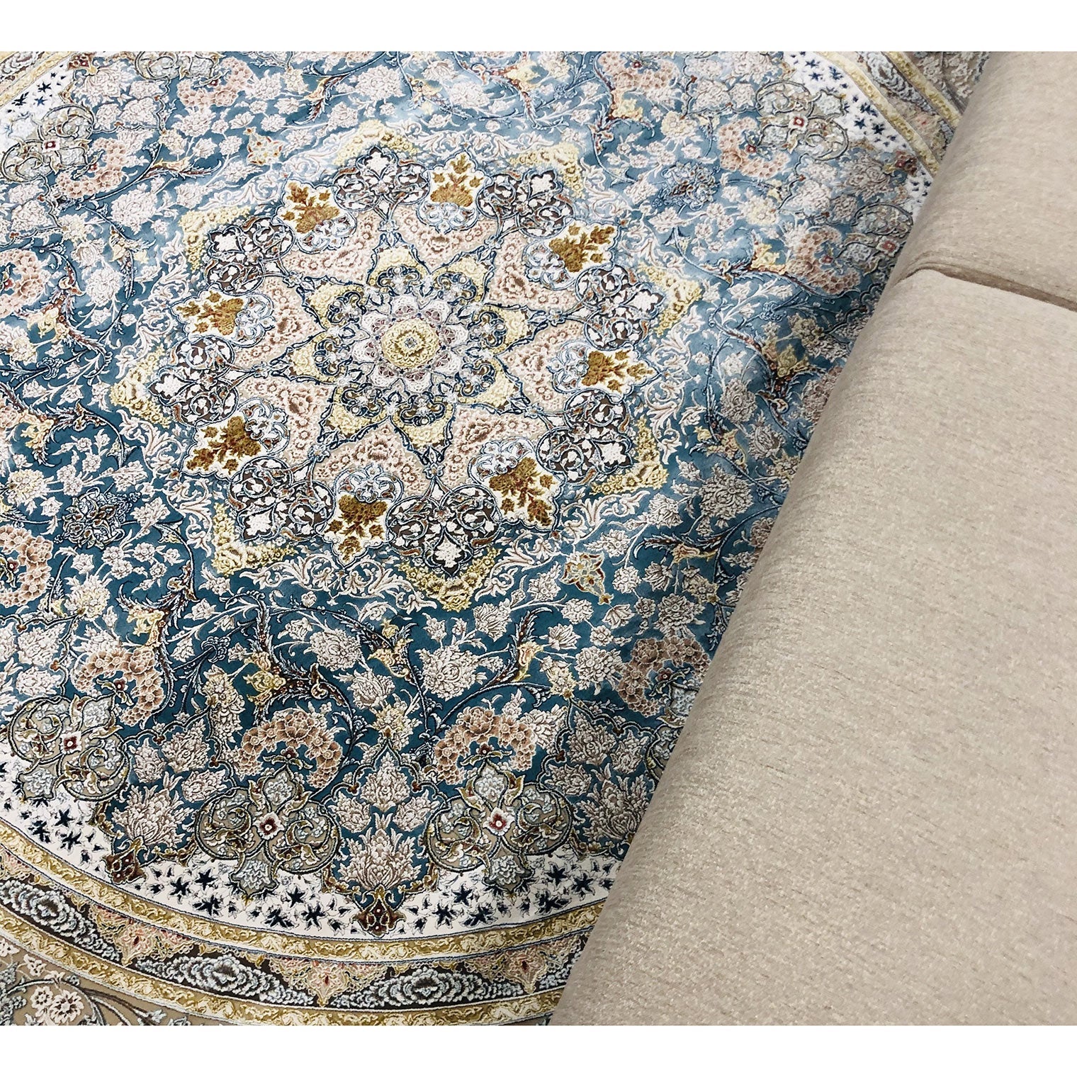 Zartosht 5252 Blue Round Persian Traditional Rug - Quality Rugs and Furniture