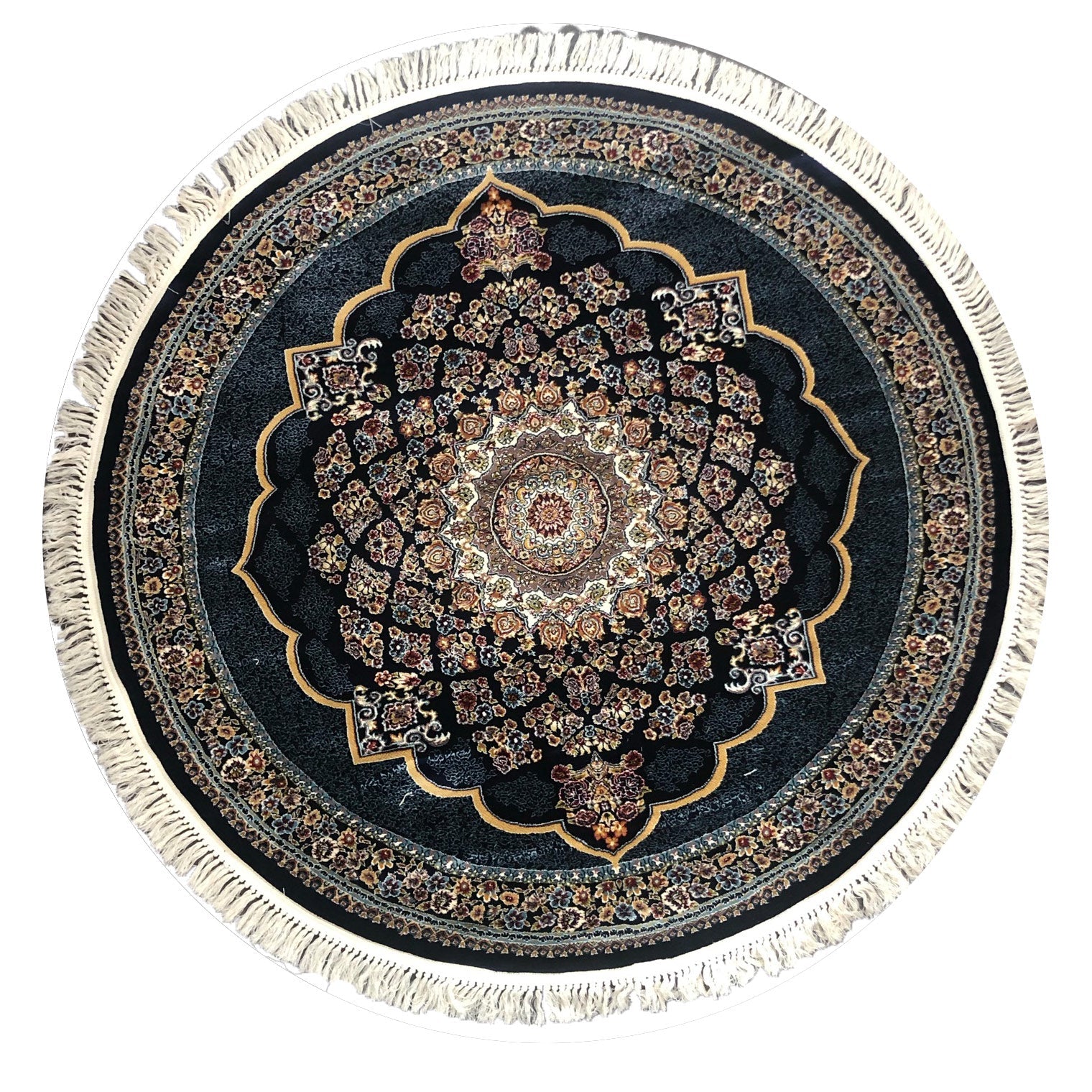 Zomorod 25038 Navy Round Traditional Rug - Quality Rugs and Furniture
