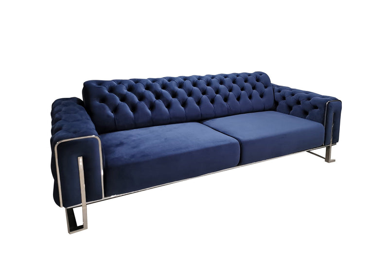 Zurih Velvet Sofa Set Dark Blue