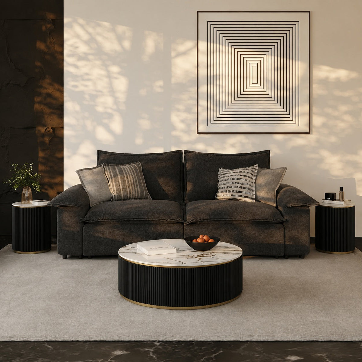Modern sintered stone coffee table at Quality Rugs and Furniture Melbourne