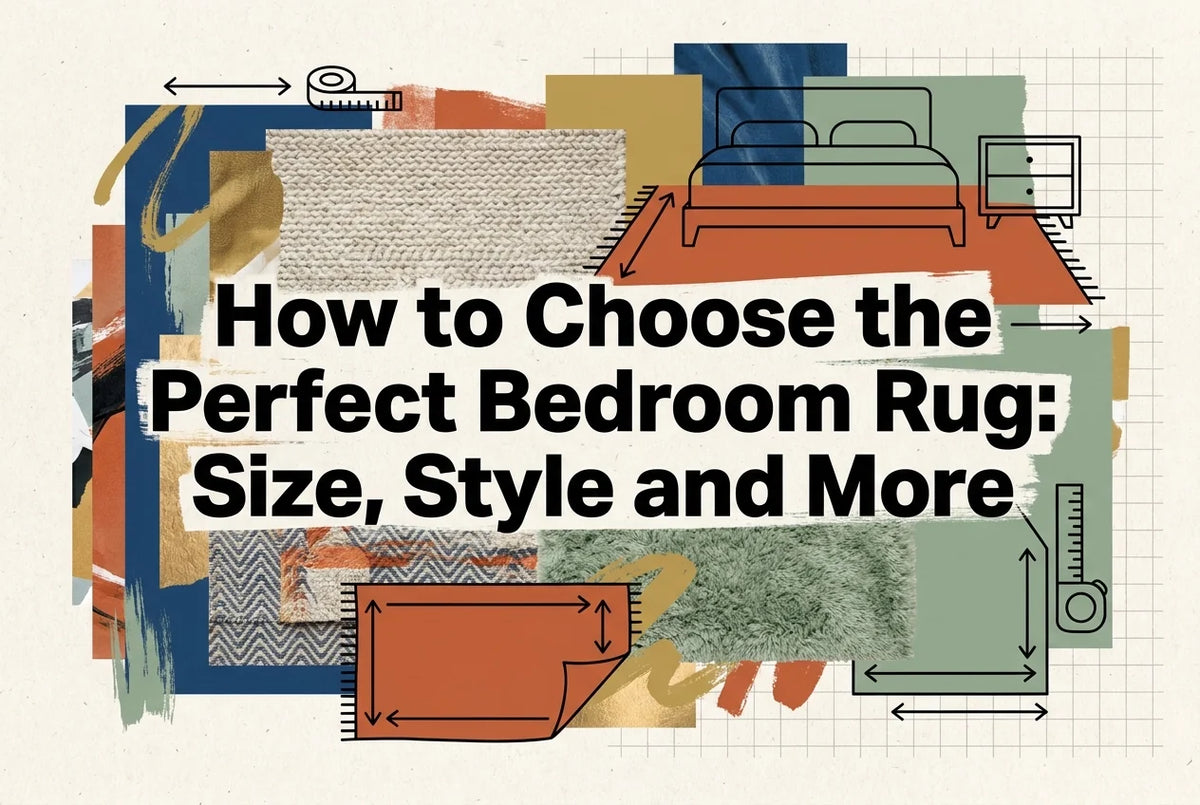 Professional header image for list-based article: How to Choose the Perfect Bedroom Rug: Size, Style and More