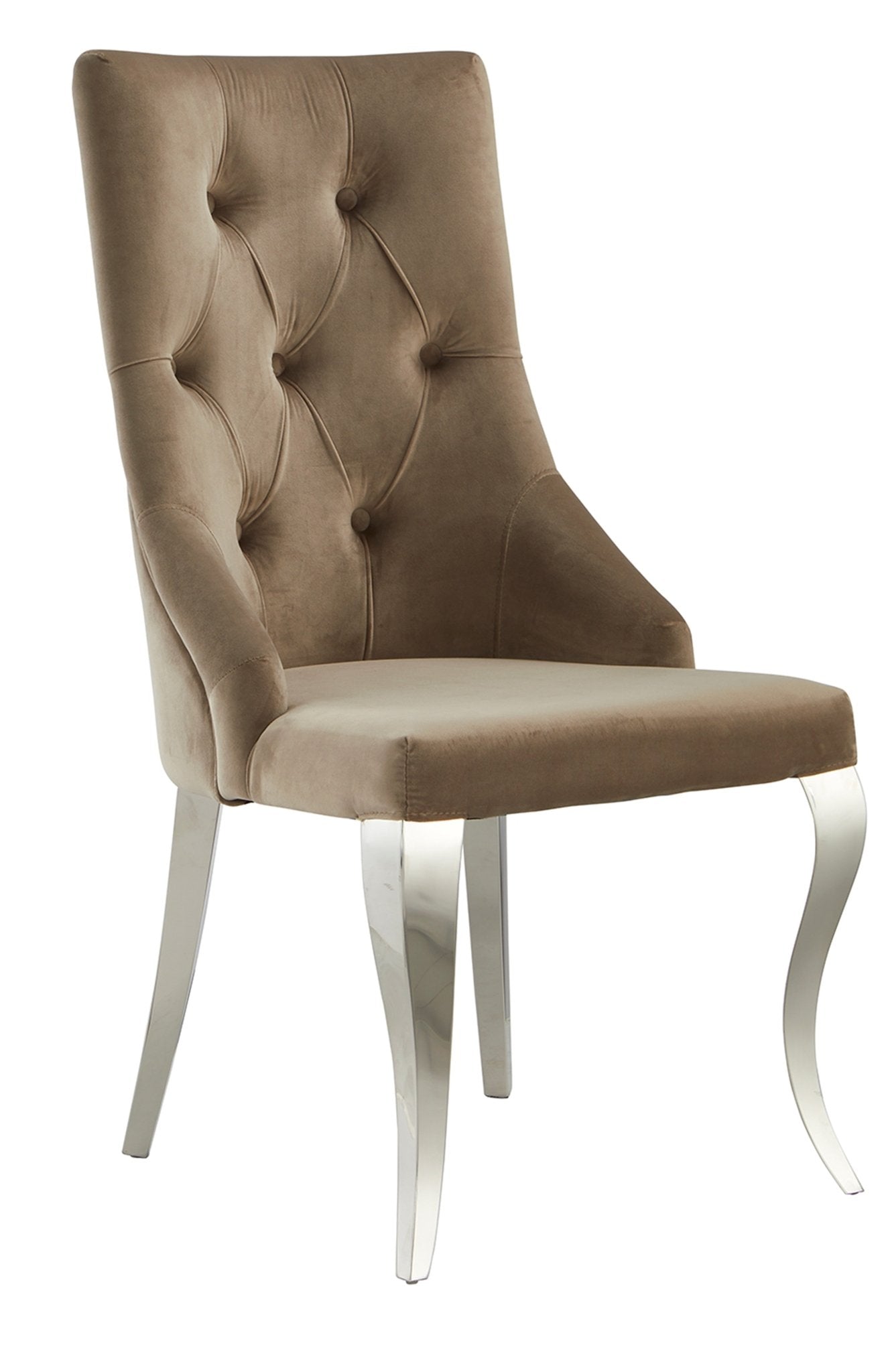 Velvet dining chair with gold legs at Quality Rugs and Furniture