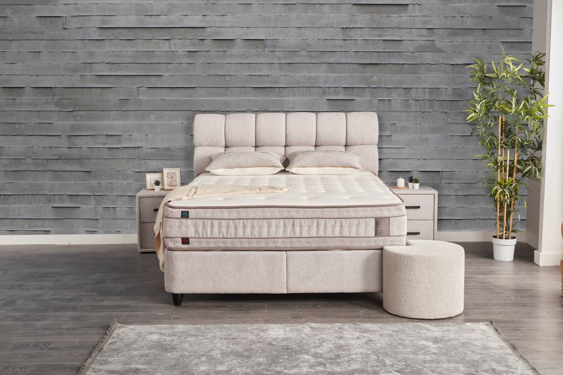 Modern queen bedroom suite with bed and side tables at Quality Rugs and Furniture
