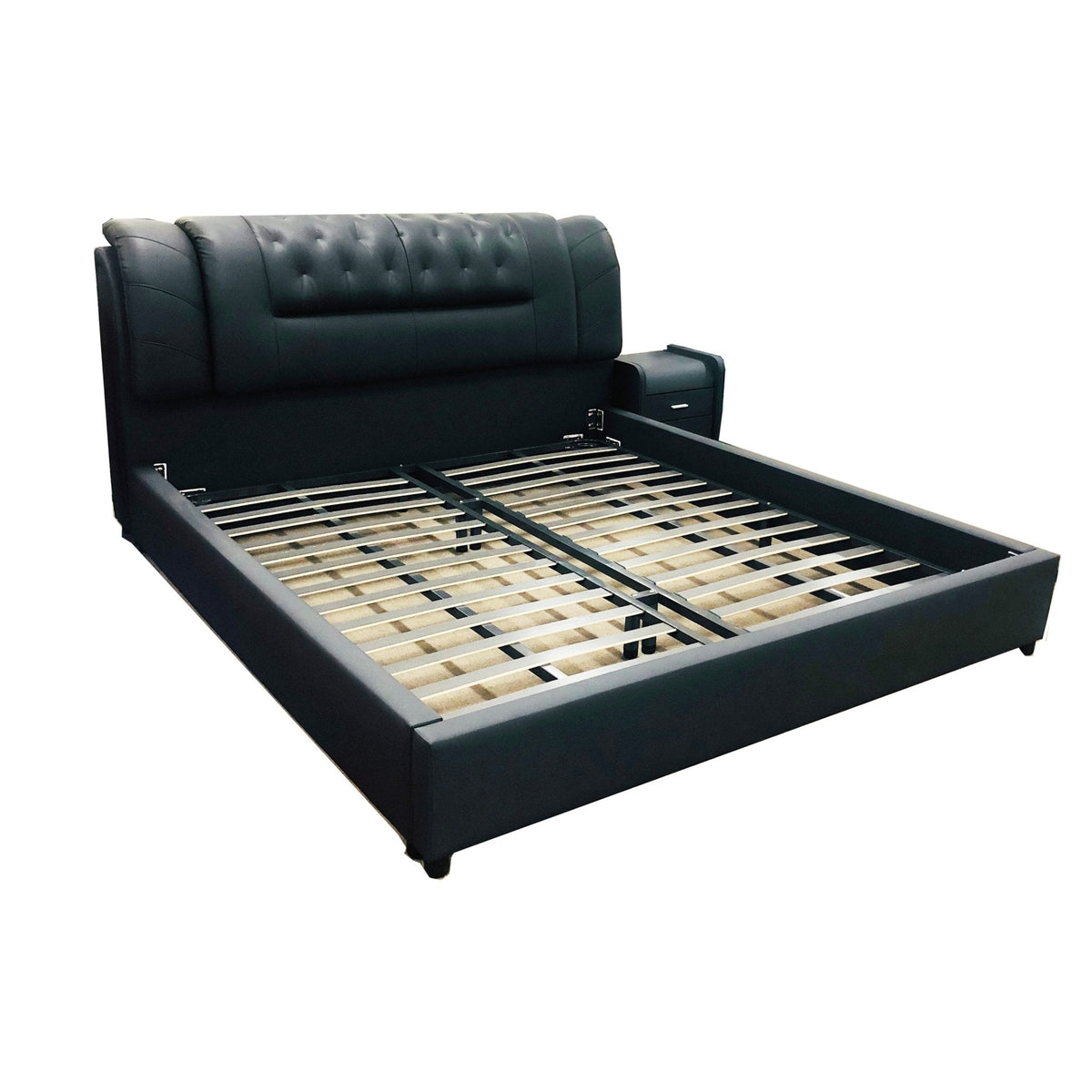 Grey modern leather bedroom suite at Quality Rugs and Furniture