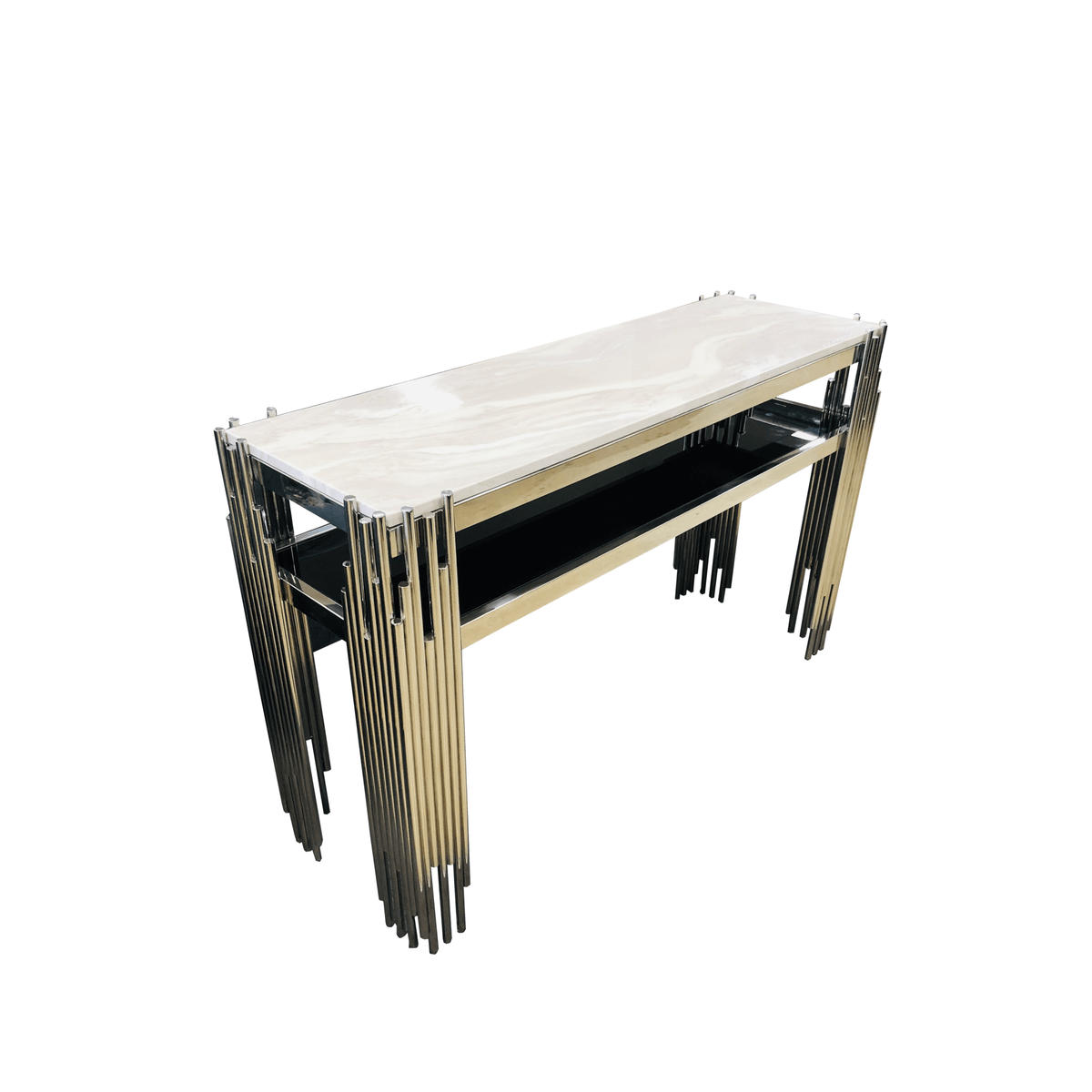 Silver marble top console table at Quality Rugs and Furniture