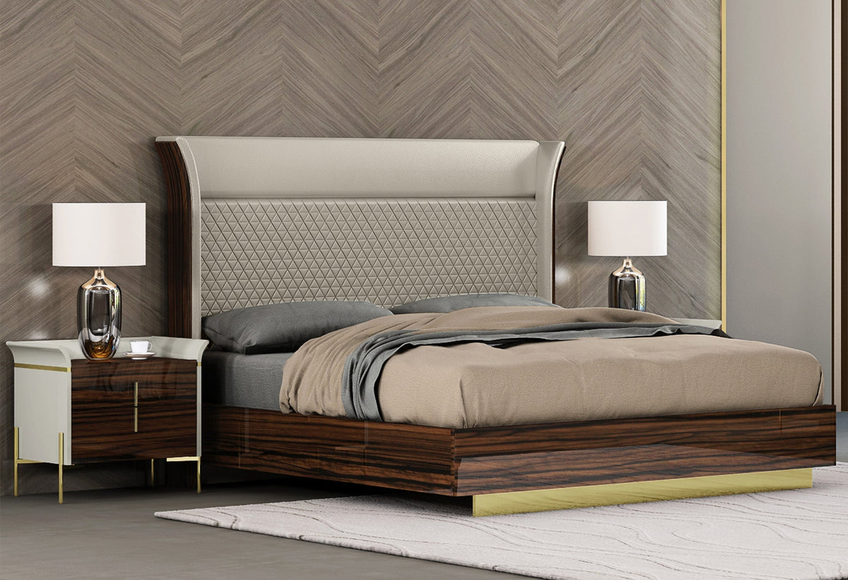 Ebony and titanium gold modern bedroom suite at Quality Rugs and Furniture