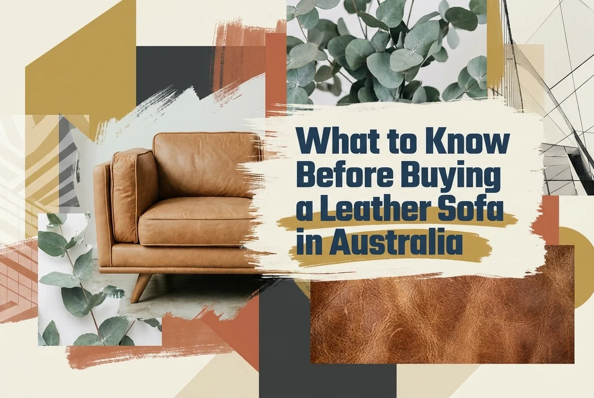 Professional header image for list-based article: What to Know Before Buying a Leather Sofa in Australia