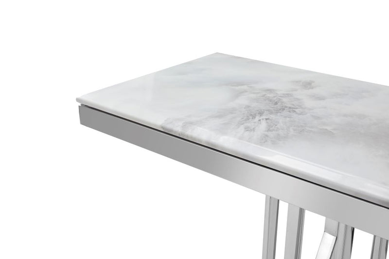Kaia Hallway Console Table Stainless Steel Base Marble Silver