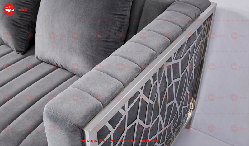 Delsa Modern Velvet Fabric Sofa Set Grey Silver