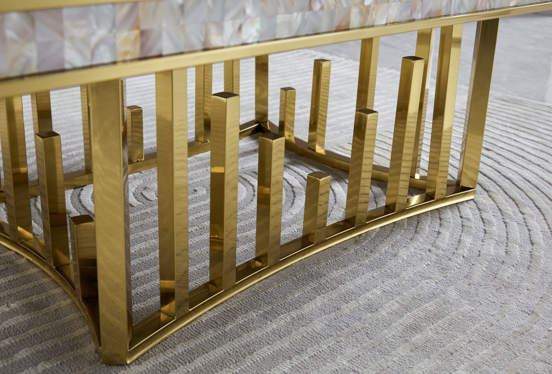 Stela Marble Top Dining Table with Gold Stainless Steel Legs