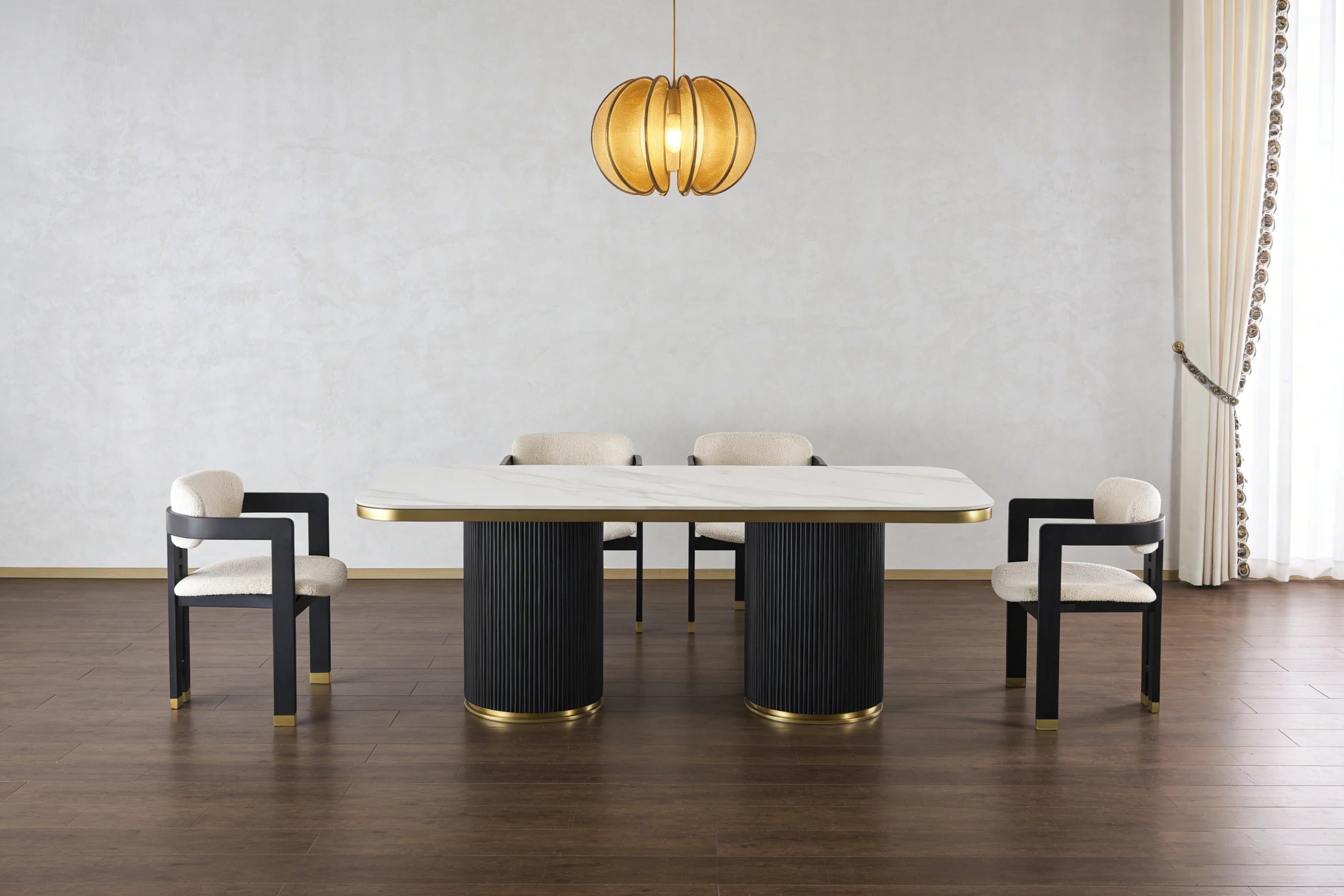 Aero White Sintered Stone Top Top Modern Dining Table Black