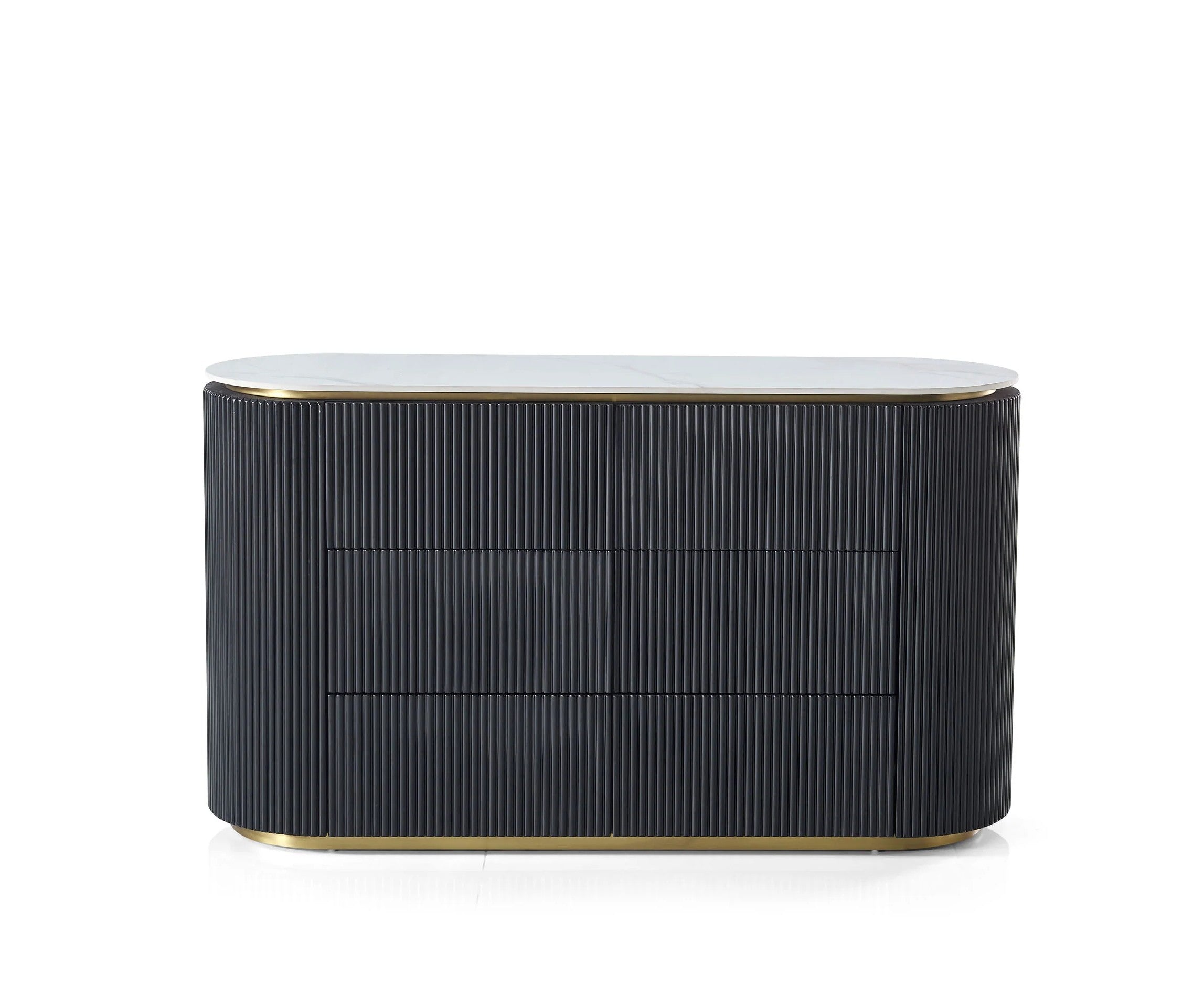 Aero White Sintered Stone Top Modern Side Board Table Black