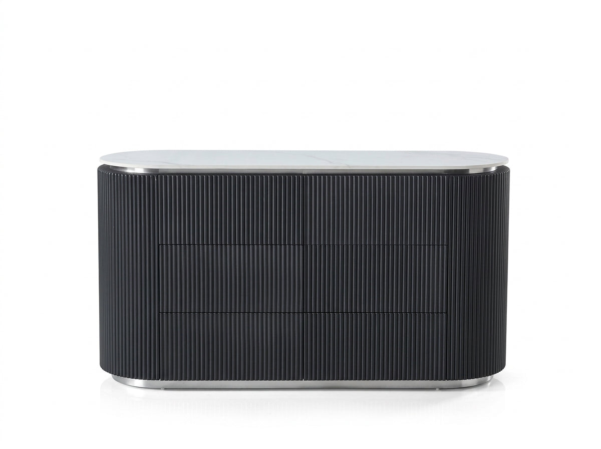 Aero White Sintered Stone Top Modern Side Board Table Black