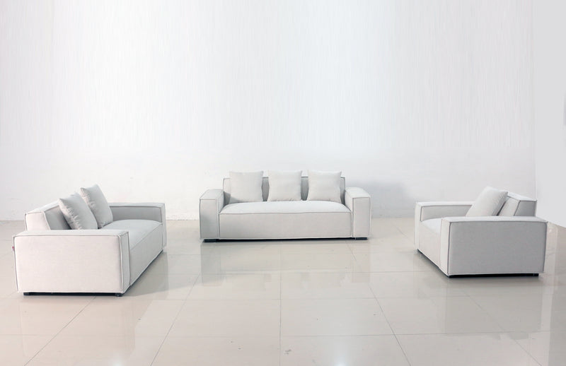 Elega Modern Linen Fabric Sofa Set Grey