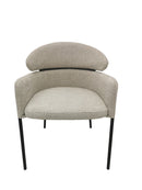 Anya Modern Dining Chair Kansas Beige Fabric with Matt Black Legs