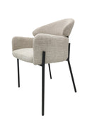 Anya Modern Dining Chair Kansas Beige Fabric with Matt Black Legs