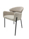 Anya Modern Dining Chair Kansas Beige Fabric with Matt Black Legs