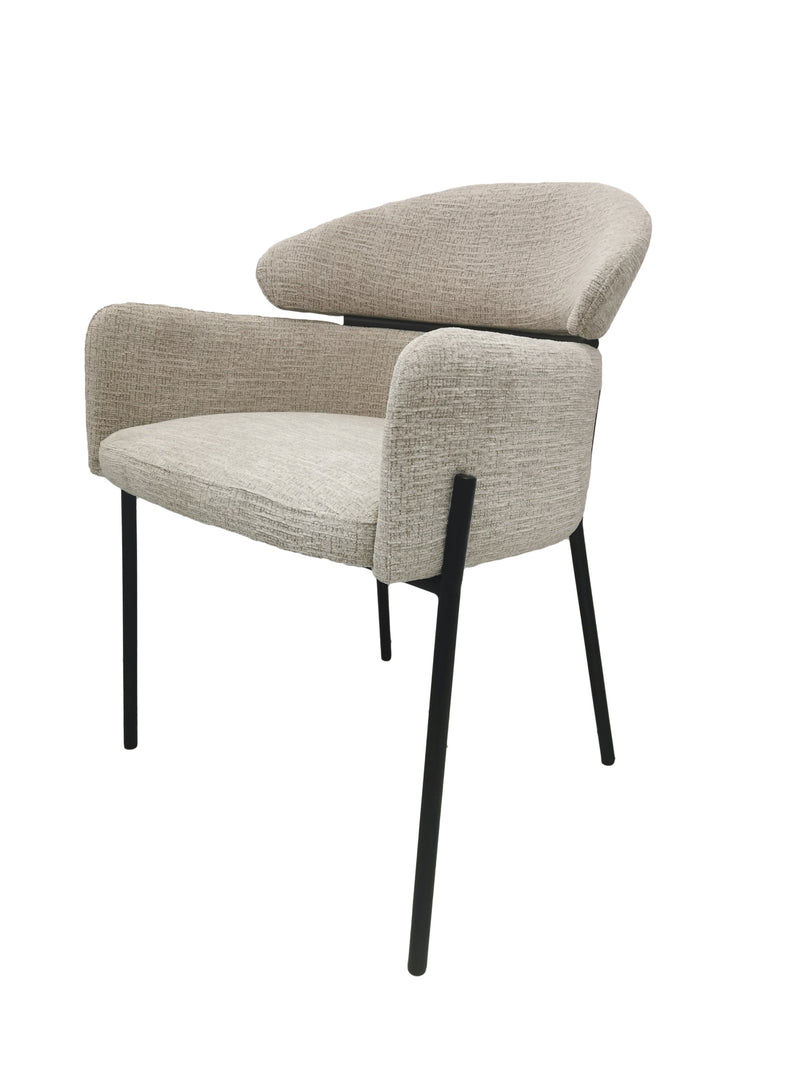 Anya Modern Dining Chair Kansas Beige Fabric with Matt Black Legs