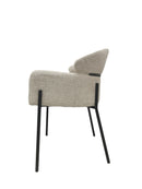 Anya Modern Dining Chair Kansas Beige Fabric with Matt Black Legs