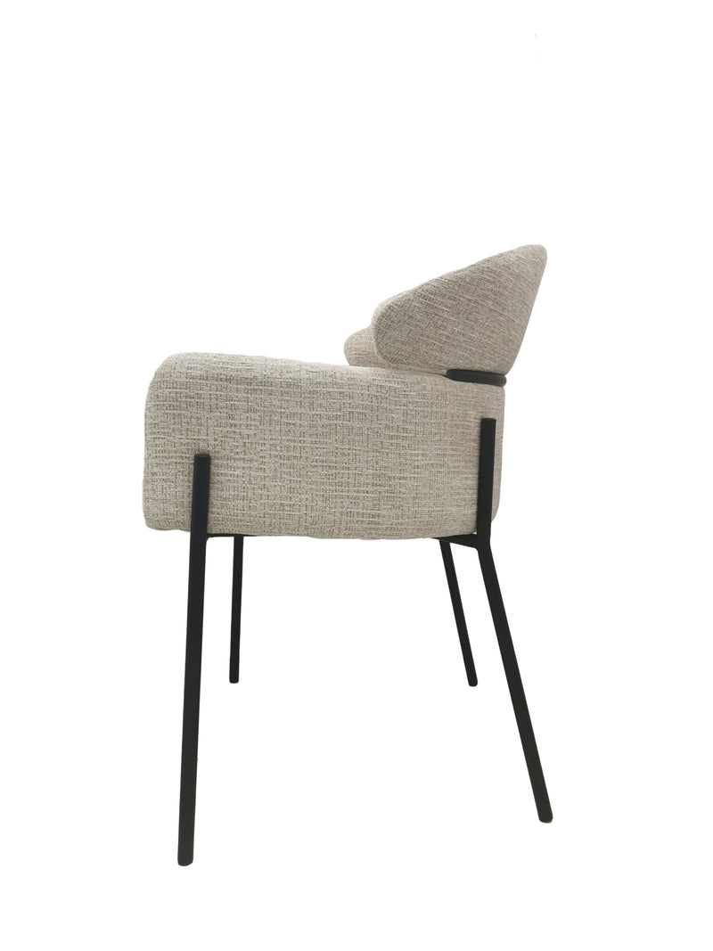 Anya Modern Dining Chair Kansas Beige Fabric with Matt Black Legs