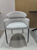 Anya Modern Dining Chair Kansas Beige Fabric with Matt Black Legs