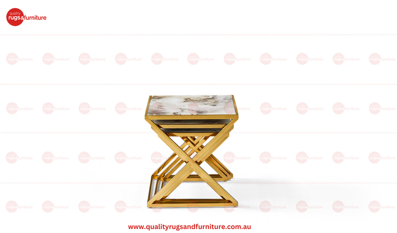 YA31 Gold Marble Nesting Table Set of 3