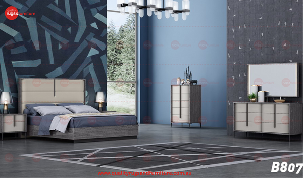 Nirvana Bedroom Suite Luxury Modern Queen Bed Graphite Black