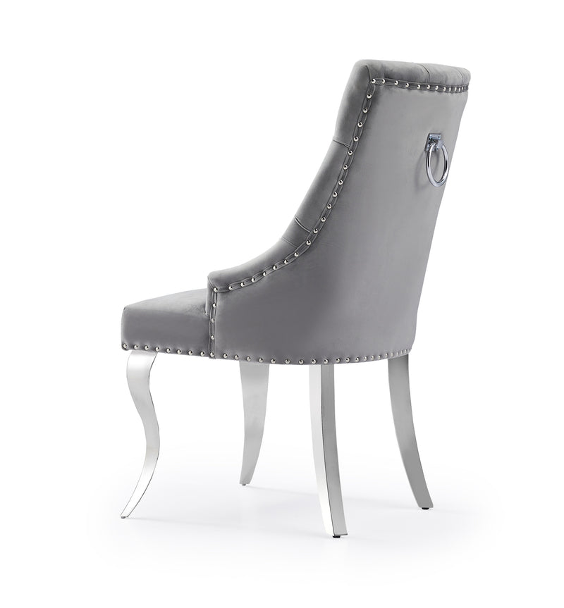 Harper Velvet Modern Dining Chair Grey Silver