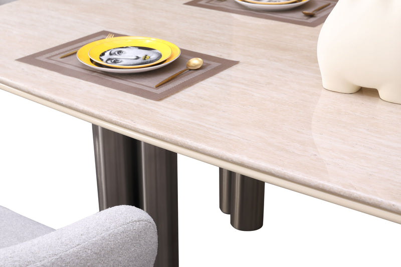 Luner Modern Golden Marble Top Stainless Steel Base Dining Table