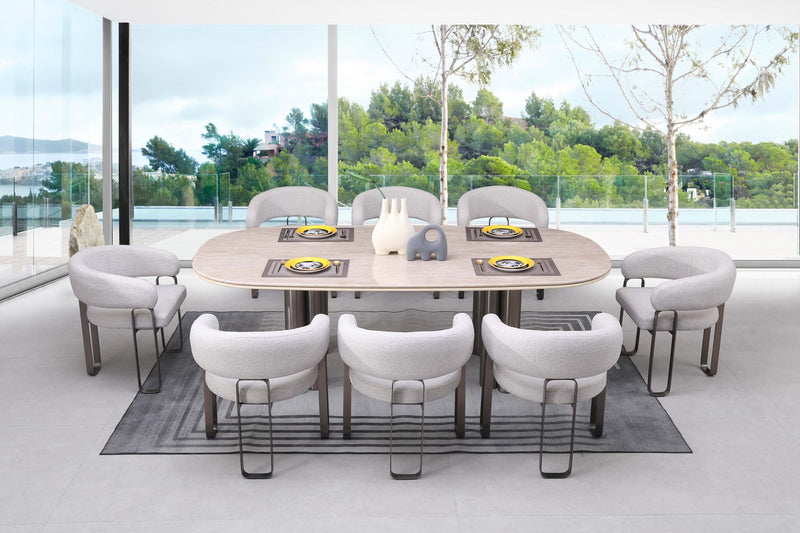 Luner Modern Golden Marble Top Stainless Steel Base Dining Table
