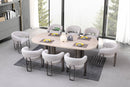 Luner Modern Golden Marble Top Stainless Steel Base Dining Table