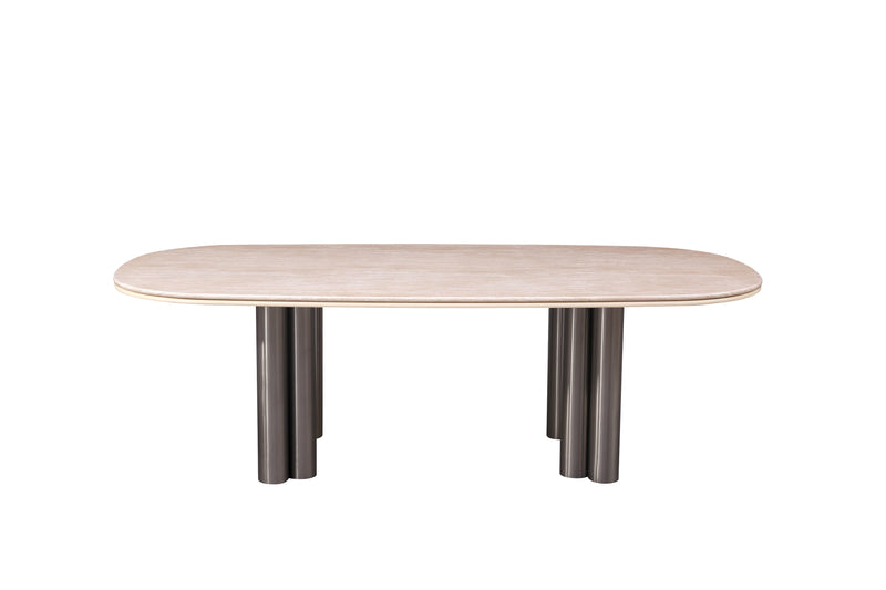 Luner Modern Golden Marble Top Stainless Steel Base Dining Table