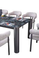 Lapis Modern Blue Marble Top Stainless Steel base Dining Table