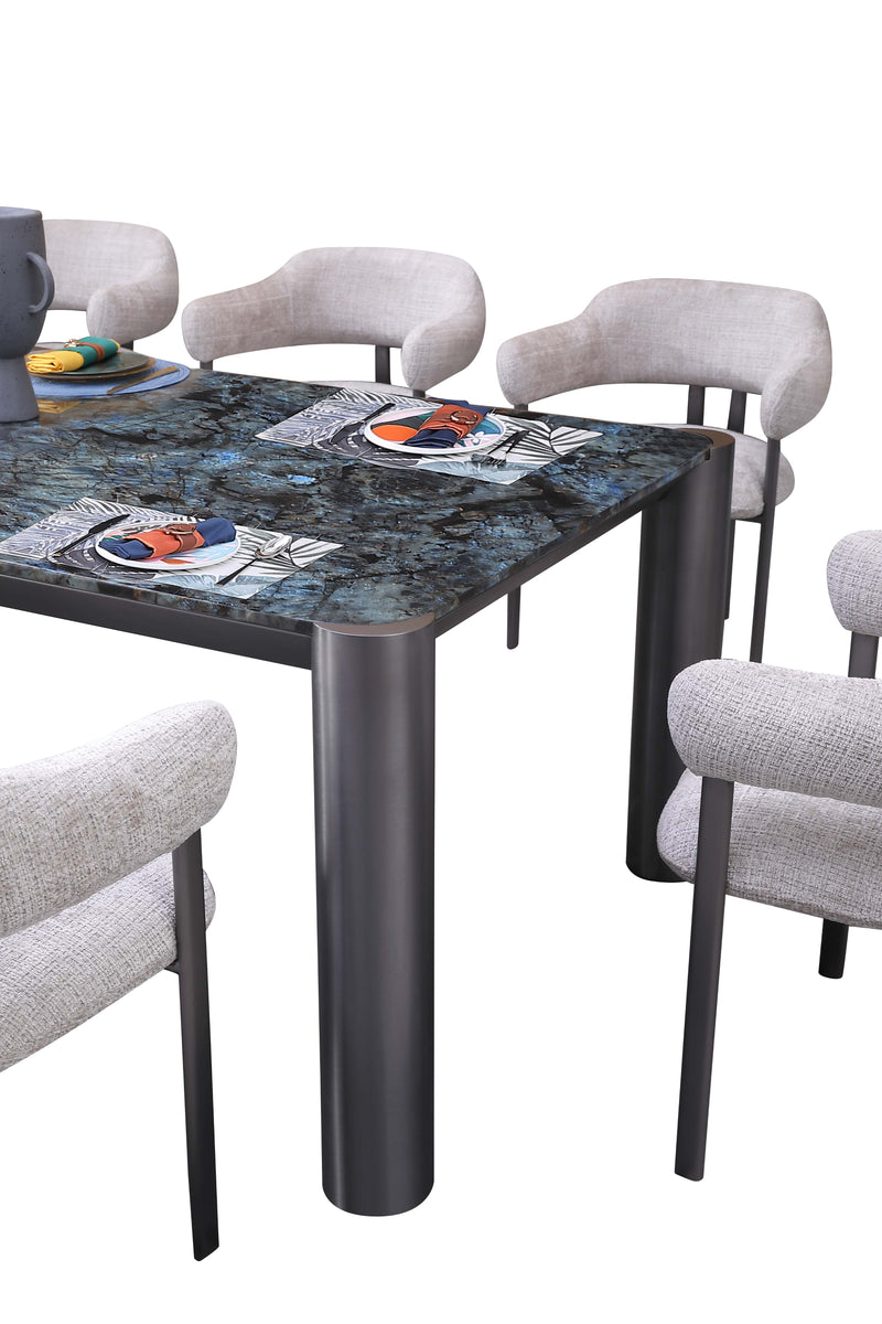 Lapis Modern Blue Marble Top Stainless Steel base Dining Table